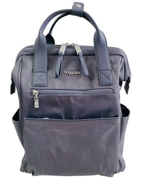 Baggallini Gray Soho Backpack Laptop Travel Bag 11” x 15” x 6”